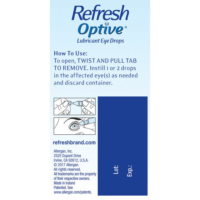 Refresh Optive Lubricant Eye Drops Preservative-Free Tears, 0.4 Ml, 30 Count