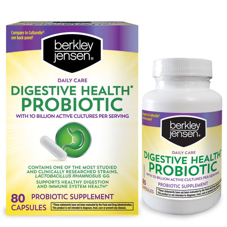 B.J Digestive Health Probiotic, 80 Vegetarian Capsules Lactobacillus GG 10 Billion Cells | Compare to Culturelle Digestive Health Probiotic Active Ingredients