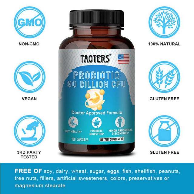 TAOTERS Probiotic Supplement - Gut Health Complex with Cranberry and Lactobacillus Acidophilus Probiotics for Women and Men - Supports Digestion, Immunity, Gut Health