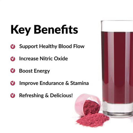 Total Beets Superfood Beet Root Powder with Nitrates to Support Circulation, Blood Flow, Nitric Oxide, Energy, Endurance, and Stamina, Cardiovascular Heart Health Supplement, Force Factor, 30 Servings