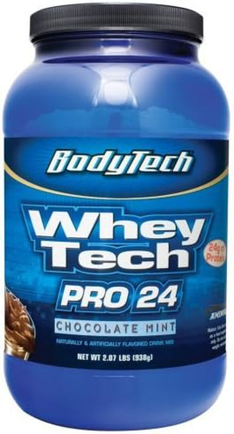 BODYTECH Whey Tech Pro 24 Protein Powder - Protein Enzyme Blend with Bcaa'S to Fuel Muscle Growth & Recovery, Ideal for Post-Workout Muscle Building - Chocolate Mint (2 Pound)