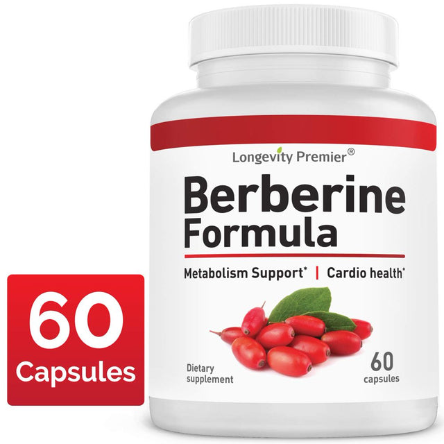 Longevity Berberine Formula: Premier Blood Sugar Support & Healthy Cholesterol Levels Booster. High Potency 1200Mg