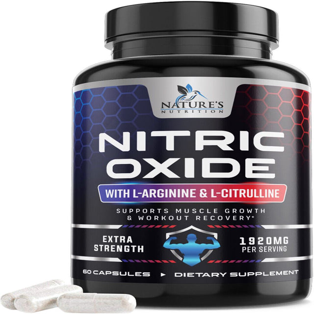 Extra Strength Nitric Oxide Supplement L Arginine 3X Strength Highest Potency - 60 Capsules (Pack of 10)