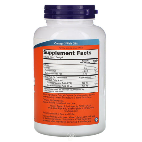 NOW Supplements Omega-3 Enteric 180 Sgels