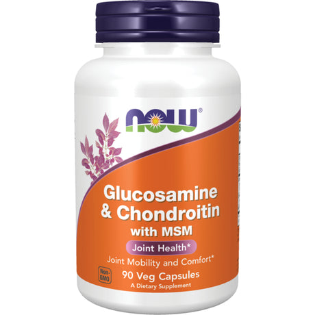 NOW Supplements, Glucosamine & Chondroitin with MSM, Joint Health, Mobility and Comfort*, 90 Veg Capsules