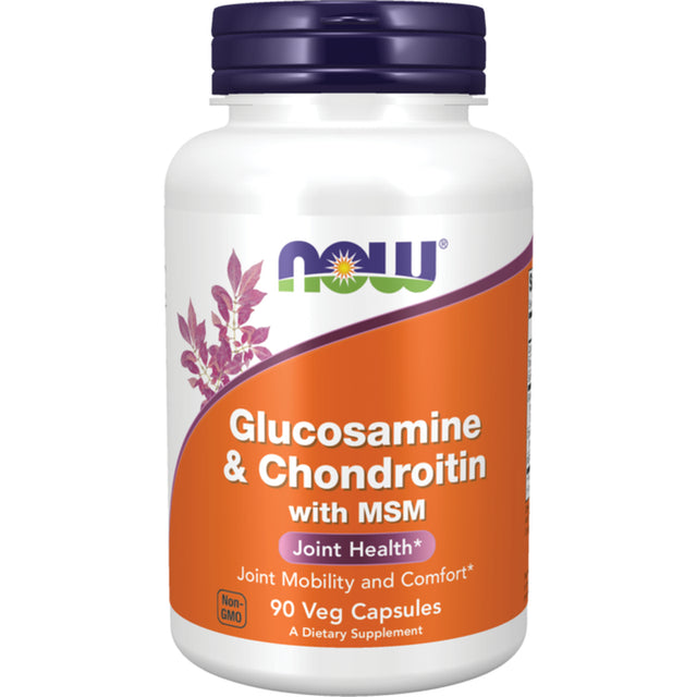 NOW Supplements, Glucosamine & Chondroitin with MSM, Joint Health, Mobility and Comfort*, 90 Veg Capsules