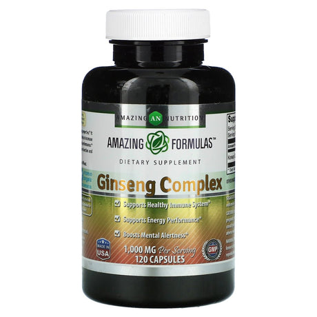 Amazing Nutrition Ginseng Complex - 1000 Mg per Serving, 120 Capsules per Bottle - Supports Healthy Immune Function, Brain Health, Promotes Energy Performance and More