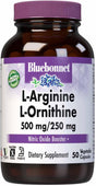 Bluebonnet Nutrition L-Arginine 500Mg/L-Orinithine 250Mg, Supports Protein Metabolism*, Soy-Free, Gluten-Free, Non-Gmo, Kosher Certified, Vegan, 50 Vegetable Capsules, 50 Servings