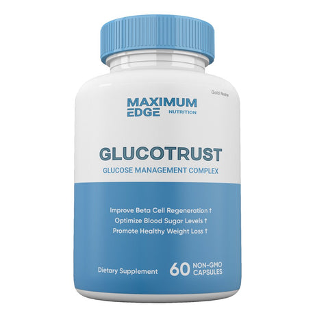 GLUCOTRUST Capsules, Glucotrust Blood Sugar Supplement, Gluco Trust Reviews Pills Maximum Edge Formula (1 Bottle)