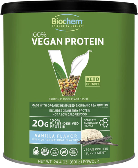 Biochem, Vegan Protein Powder, 20G of Plant-Based Protein to Support Muscles, Vanilla, 24.4 Oz