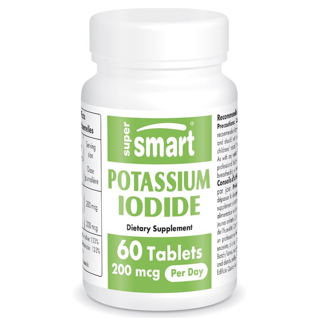 Supersmart - Potassium Iodide (Iodine Supplement) 200 Mcg per Day | Non-Gmo & Gluten Free - 60 Tablets