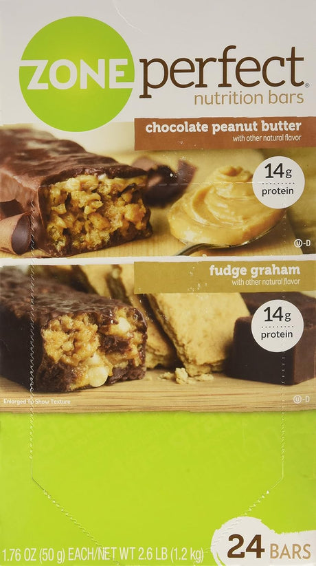 Zoneperfect Nutrition Bars, Fudge Graham/Chocolate Peanut Butter Combo. 1.76 OZ, 24 Bars