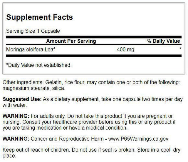 Swanson Full Spectrum Moringa Oleifera 400 Mg 60 Caps 4 Pack