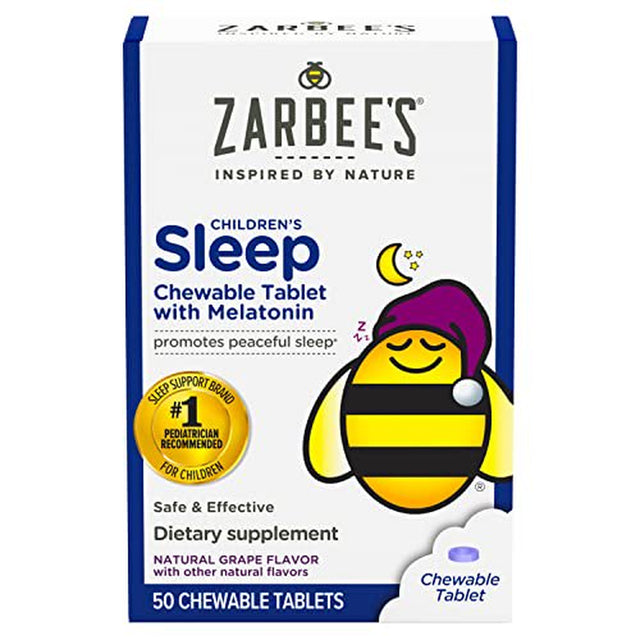 Zarbee'S Kids Melatonin, Chewable Childrenã¢Â‚¬Â„¢S Sleep Supplement, Drug-Free & Effective Nighttime Support, Natural Grape Flavor, 50Ct