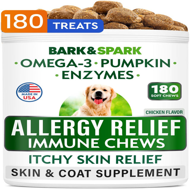 Bark&Spark Allergy Relief Immune Chews, Itchy Skin Relief, for Dogs, Chicken, 180 Soft Chews, 13.9 Oz (369 G)