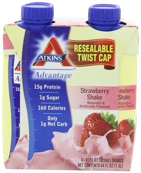 Atkins Ready to Drink Shake, Strawberry, 11-Ounce Aseptic Containers (Pack of 8)