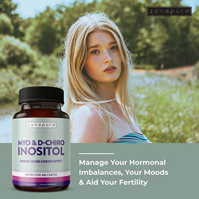 Premium Myo-Inositol & D-Chiro Inositol Blend, Most Beneficial 40:1 Ratio - Hormonal Balance & Healthy Ovarian Function Support