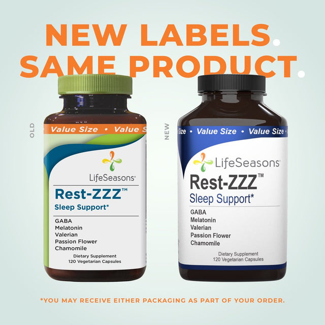 Lifeseasons - Rest-Zzz - Natural Sleep Supplement - Aids Restlessness - Maintain a Calm and Relaxed State without Feeling Groggy in the Morning - Low Dose Melatonin, Chamomile - 120 Capsules