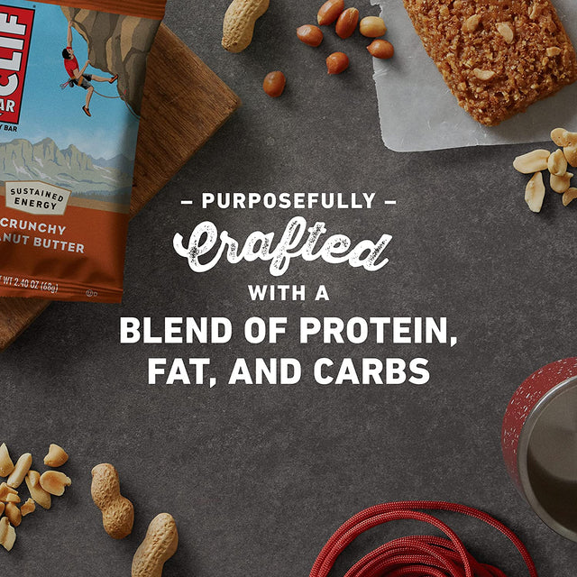 CLIF BARS - Energy Bars - Crunchy Peanut Butter - Made with Organic Oats - Plant Based Food - Vegetarian - Kosher (2.4 Ounce Protein Bars, 12 Count) Packaging May Vary