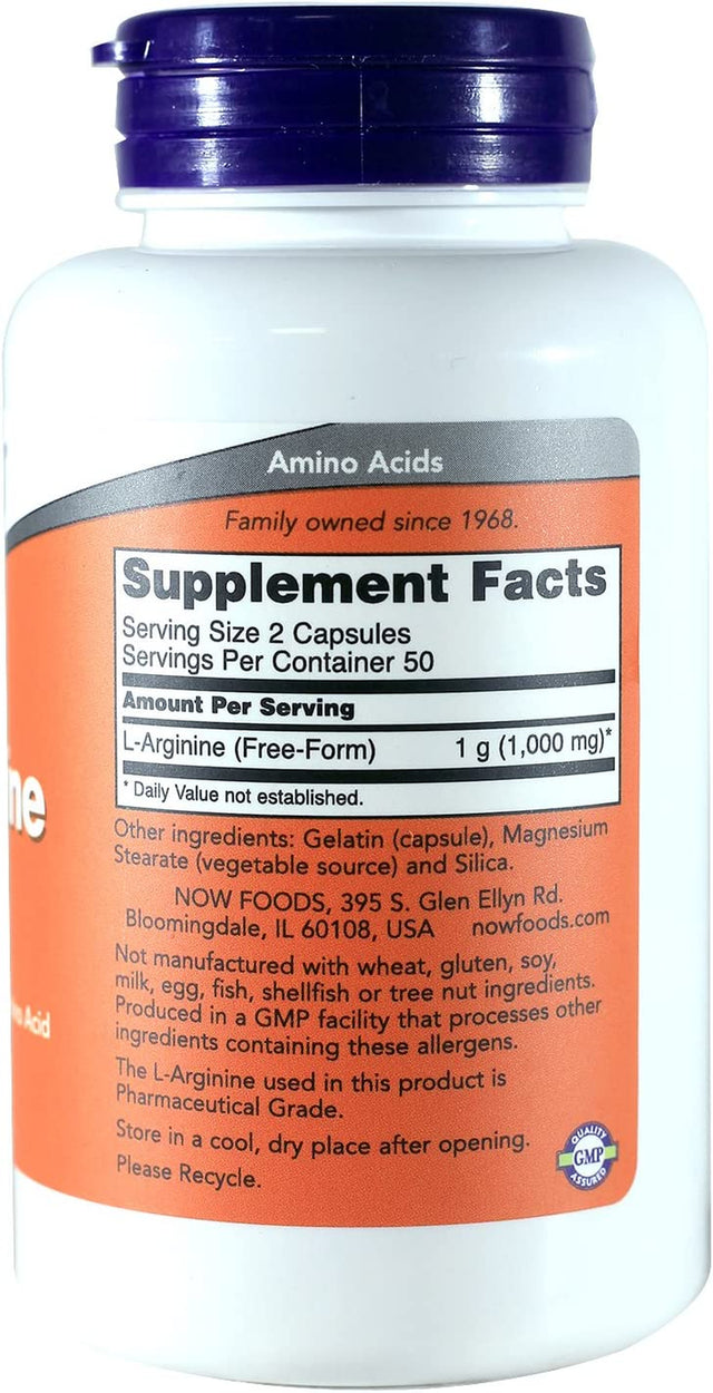 Now Foods Arginine 500Mg, 100 Capsules (Pack of 2)