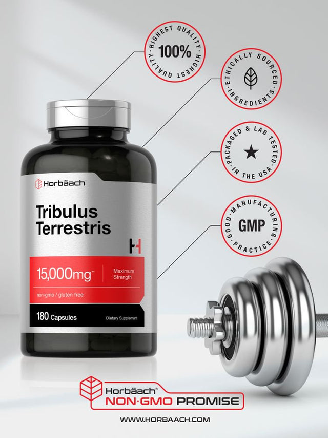 Tribulus Terrestris Extract | 15,000Mg | 180 Capsules | by Horbaach