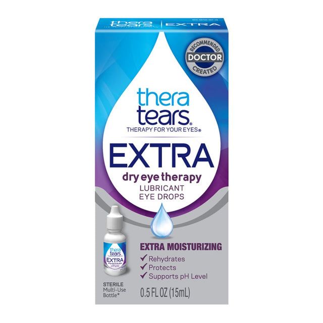 Theratears EXTRA Dry Eye Therapy Lubricating Eye Drops for Dry Eyes, 0.5 Fl Oz Bottle