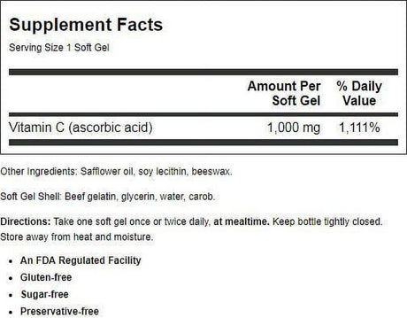 Carlson - C-Gels, 1000 Mg, Vitamin C Softgels, Immune Support, Antioxidant, 250 Softgels