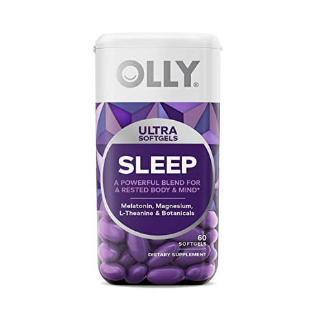 OLLY Ultra Strength Sleep Softgels, 6 Mg Melatonin, Supports Deep Restful Sleep, Magnesium, L-Theanine, Chamomile, Lemon Balm, Nighttime Sleep Aid, Non Habit-Forming - 60 Count (Packaging Ma