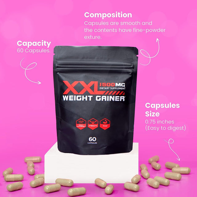 Gluteboost Thickfix XXL (1500Mg) - Curve & Muscle Builder for Women - Natural Weight Gainer & Protein Support - Weight Gain Pills and Curve Enhancing Supplement -Protein Powder Capsule - 1 Month