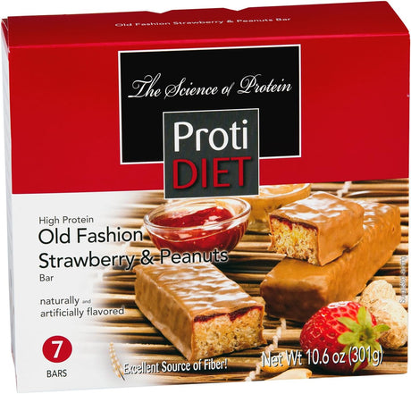 Protidiet High Protein Bar - Strawberry & Peanuts,Net Wt 10.6 Oz,(7 Servings/Box)