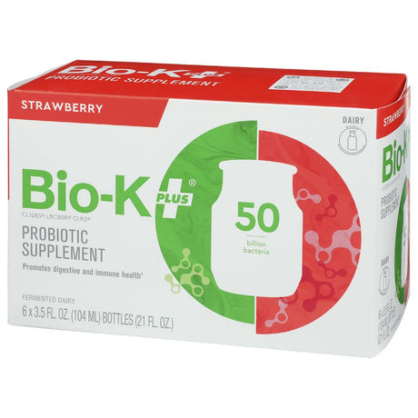 Bio-K plus Strawberry Fermented Dairy Probiotic, 3.5 Fluid Ounce -- 24 per Case.