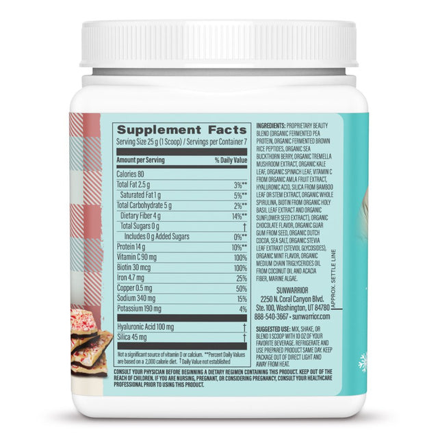 Collagen Peptides Powder with Protein | Peppermint Bark Holiday Protien Powder 175G from Sunwarrior