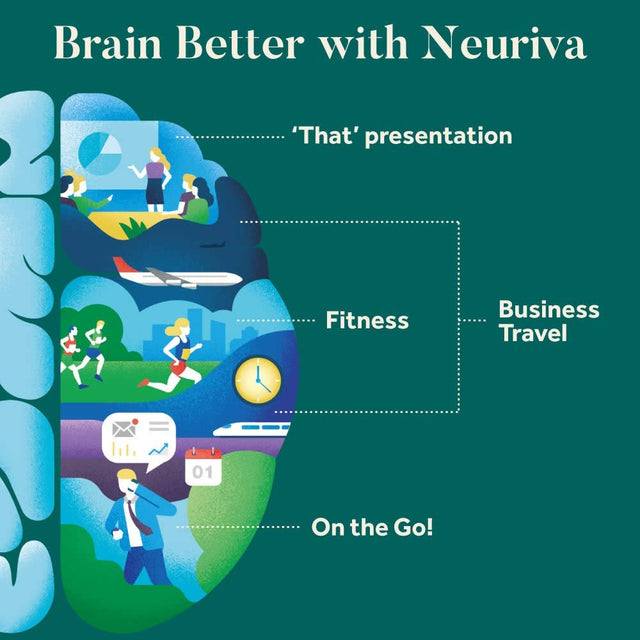 Brain Support Supplement - NEURIVA plus (30 Count in a Bottle), plus B6, B12 & Folic Acid, Supports 6 Indicators of Brain Performance: Focus, Memory, Learning, Accuracy, Concentration & Reasoning