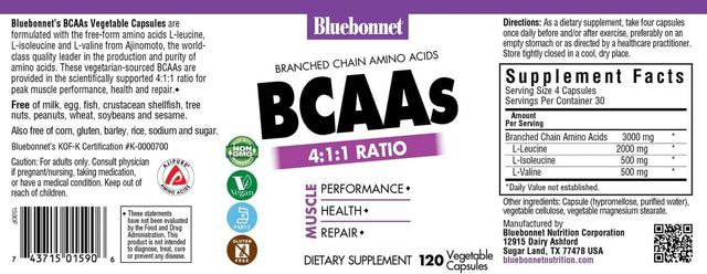 Bluebonnet BCAAS Vitamin Capsules, 120 Count