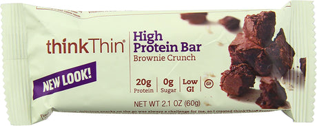 Thinkthin High Protein Bar, Brownie Crunch, 60 G, Bars, 10 Count