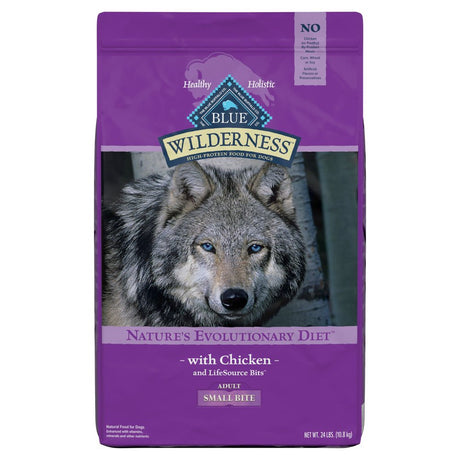 Blue Buffalo Wilderness High Protein Small-Bite Chicken Dry Dog Food for Adult Dogs, Grain-Free, 24 Lb. Bag