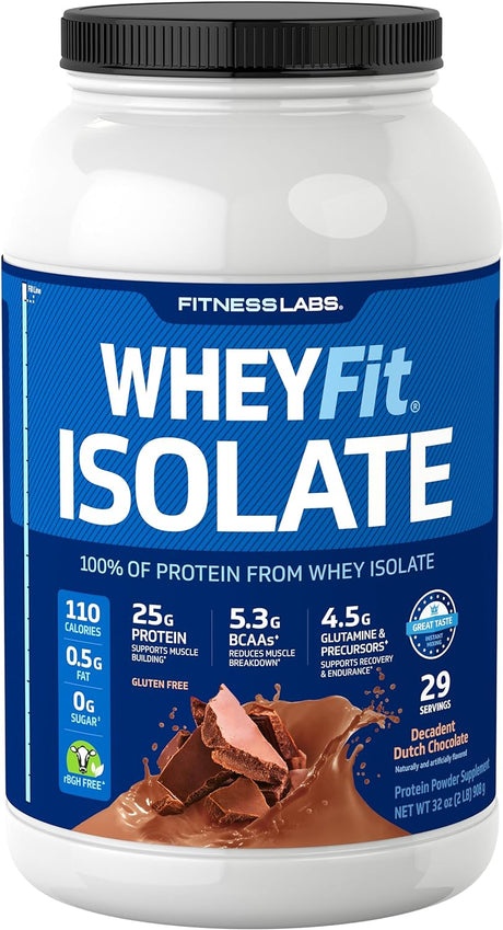 Fitness Labs Whey Protein Isolate Powder | 2 Lb | 25G Protein | Wheyfit | Decadent Dutch Chocolate Flavor | Non-Gmo, Gluten Free