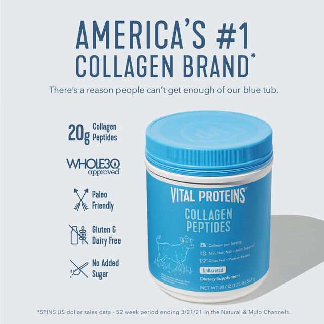 Vital Proteins Collagen Peptides + Beauty Supplement Powder, Unflavored, 14.6 Oz