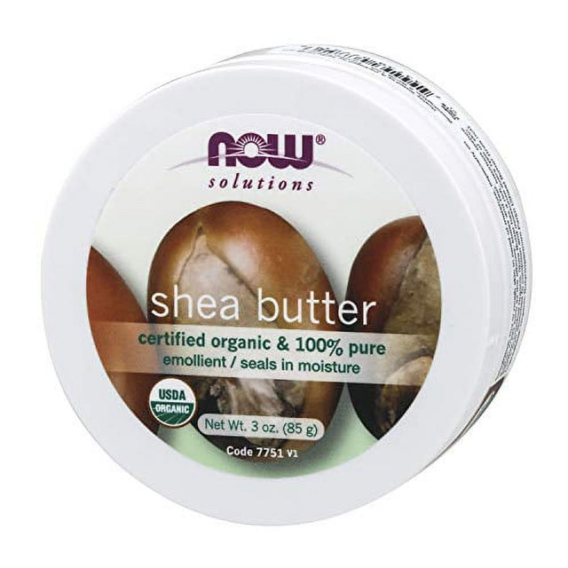 NOW Solutions, Certified Organic Shea Butter, Moisturizer for Rough and Dry Skin, Travel Size, 3-Ounce