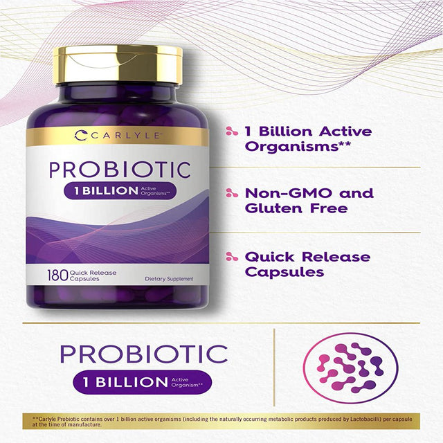 Probiotic for Women & Men'S Digestive Health | 1 Billion CFU|180 Capsules | by Carlyle