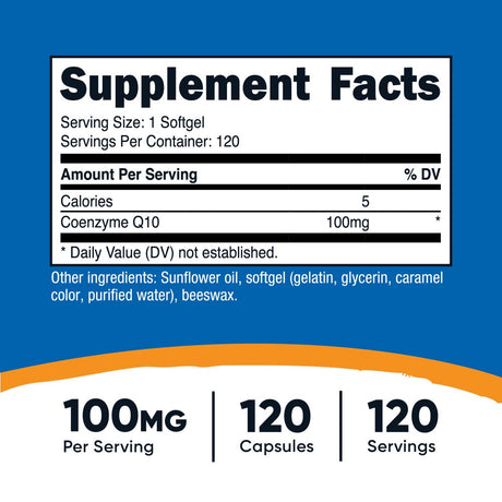Nutricost Coq10 Softgels (120 Servings / 100 Mg Coq10 per Serving) | Better Absorption, Ultra Pure Coq10 Supplement - Gluten Free, Non-Gmo Softgels