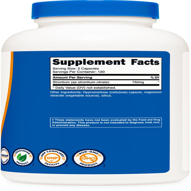 Nutricost Strontium Capsules 750Mg, 240 Capsules - Vegetarian, Non-Gmo, Gluten Free Supplement