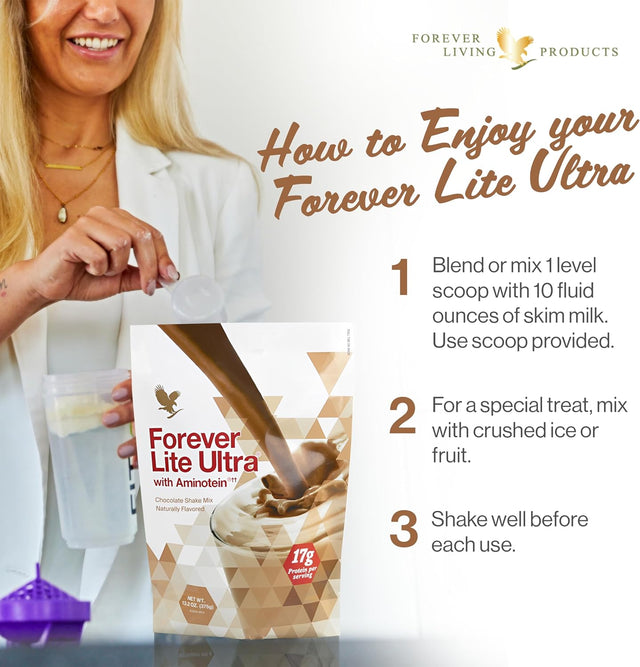 Forever Lite Ultra with Aminotein Nutrition Chocolate Shake 13.2 Oz(17G of Protein per Serving)