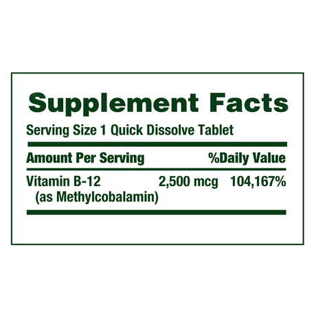 Nature'S Bounty B-12 Vitamin B-12 2500 Mcg, 300 Quick Dissolve Tablets