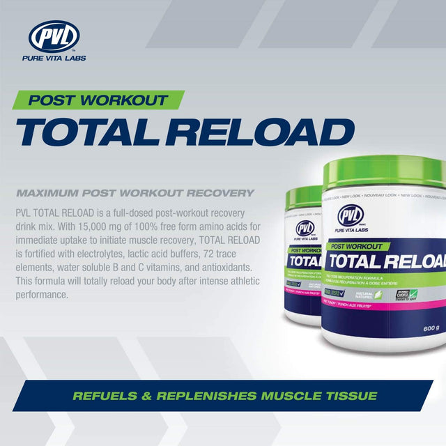 PVL Essentials Total Reload Post Workout Recovery, 600 G