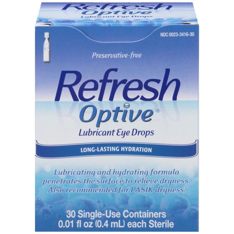 Refresh Optive Lubricant Eye Drops Soothing Preservative-Free 30 Ct, 5-Pack