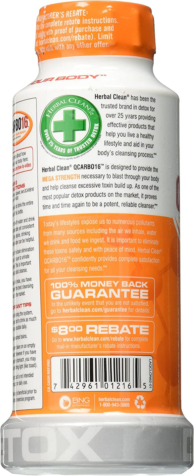 Herbal Clean Qcarrbo16 Detox, Orange, 16 Fluid Ounce