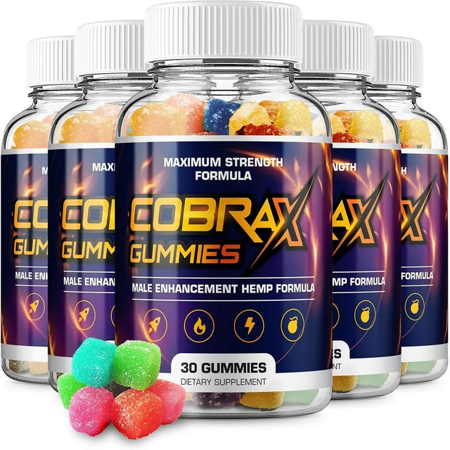 5 Pack Cobrax Gummies for Men - Official - Cobra X Advanced Formula Performance Gummy Maximum Strength Supprot Supplement 300 Gummies