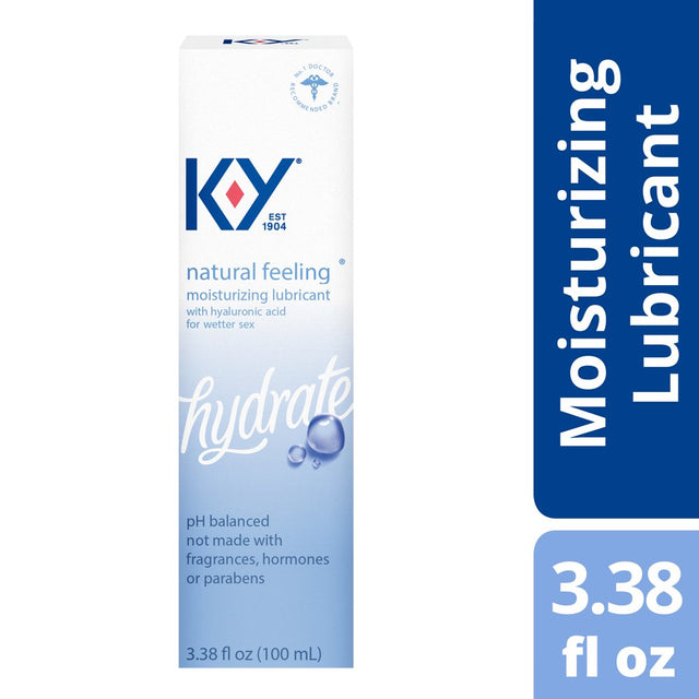 Water Based Lube K-Y Natural Feeling 3.38 Fl Oz Personal Lubricant for Adult Couples, Men, Women, Pleasure Enhancer, Vaginal Moisturizer, Ph Balanced, Hormone & Paraben Free, Latex Condom Compatible