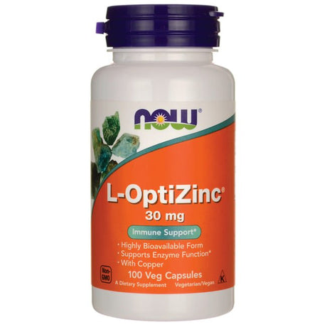 NOW Supplements, L-Optizinc® 30 Mg with Copper, Highly Bioavailable Form, Immune Support*, 100 Veg Capsules